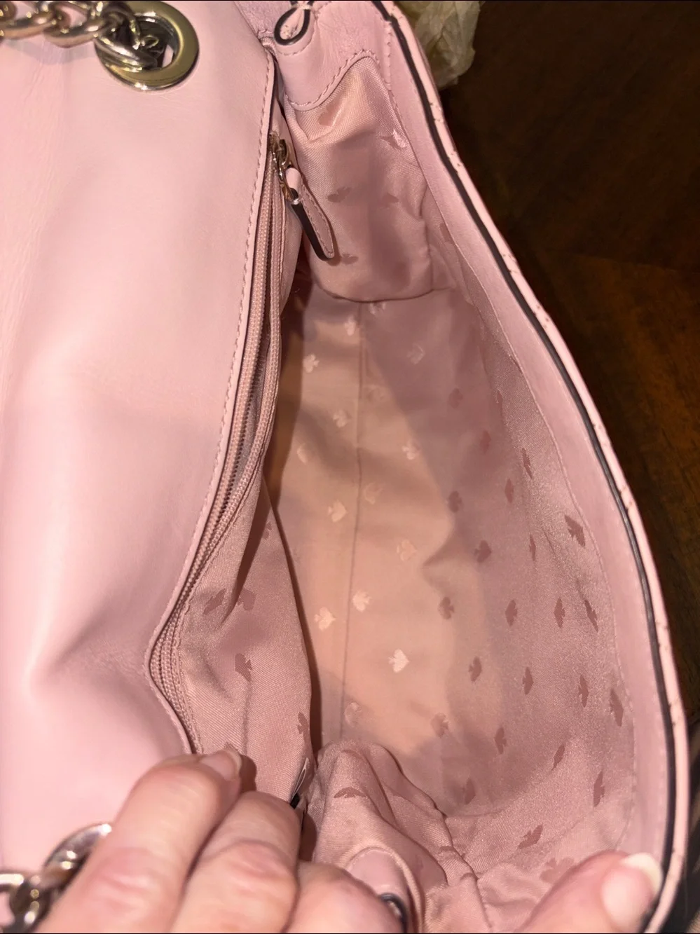 Kate spade  shoulder/Crossbody bag  quilted turn lock flap DUSTY pink blush  EUC
